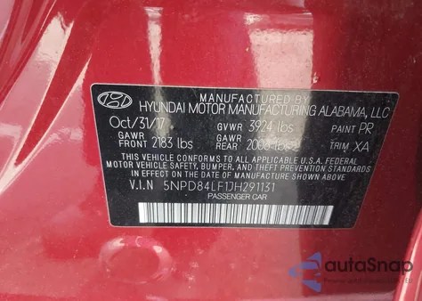 2018 Hyundai Elantra Limited z USA, uszkodzony, nr VIN 5NPD84LF1JH291131